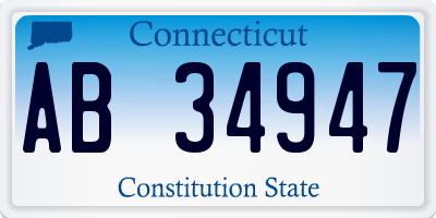 CT license plate AB34947