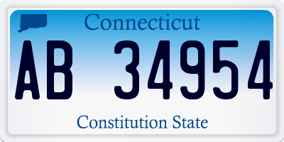 CT license plate AB34954