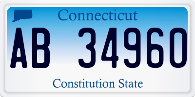 CT license plate AB34960