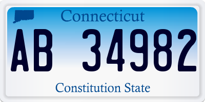 CT license plate AB34982