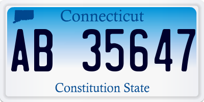 CT license plate AB35647