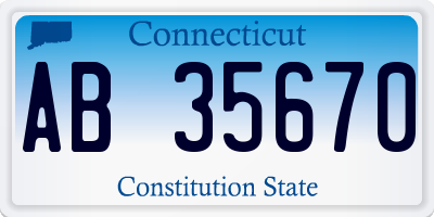 CT license plate AB35670