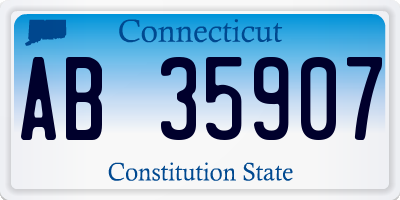 CT license plate AB35907