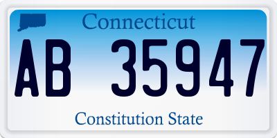 CT license plate AB35947