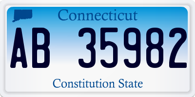 CT license plate AB35982