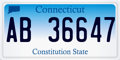 CT license plate AB36647