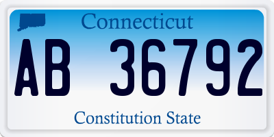 CT license plate AB36792