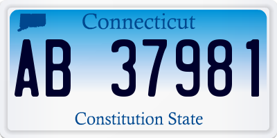 CT license plate AB37981