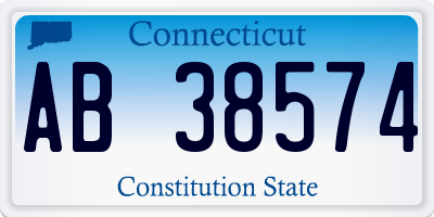CT license plate AB38574