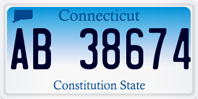 CT license plate AB38674