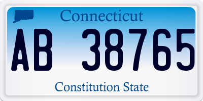 CT license plate AB38765