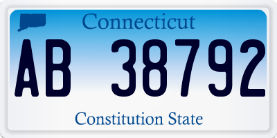 CT license plate AB38792