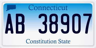 CT license plate AB38907