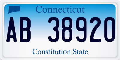 CT license plate AB38920