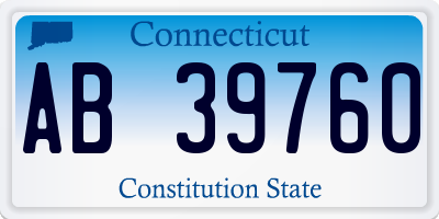 CT license plate AB39760