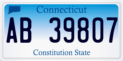 CT license plate AB39807