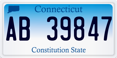 CT license plate AB39847