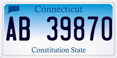 CT license plate AB39870
