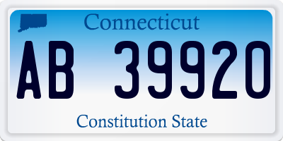 CT license plate AB39920