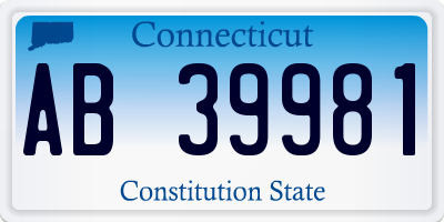 CT license plate AB39981