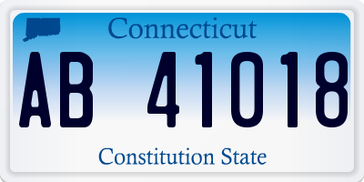 CT license plate AB41018