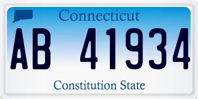 CT license plate AB41934