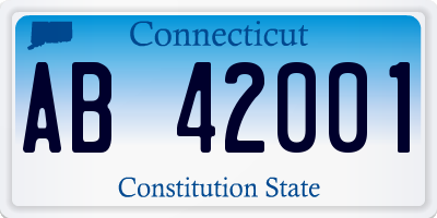 CT license plate AB42001