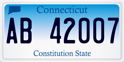 CT license plate AB42007