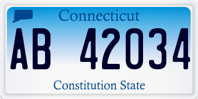 CT license plate AB42034