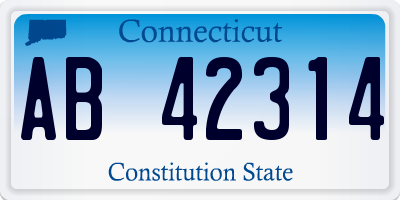 CT license plate AB42314