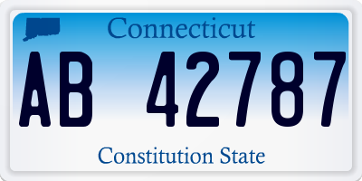 CT license plate AB42787