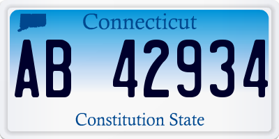 CT license plate AB42934