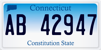 CT license plate AB42947