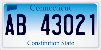 CT license plate AB43021