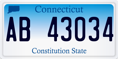 CT license plate AB43034