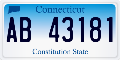 CT license plate AB43181