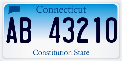 CT license plate AB43210