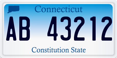 CT license plate AB43212