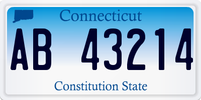 CT license plate AB43214