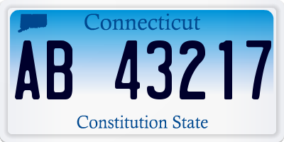 CT license plate AB43217