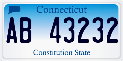 CT license plate AB43232