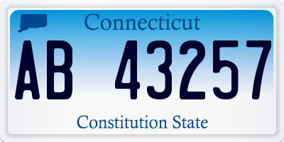 CT license plate AB43257