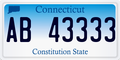 CT license plate AB43333