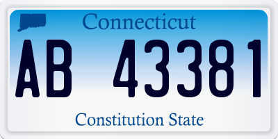 CT license plate AB43381