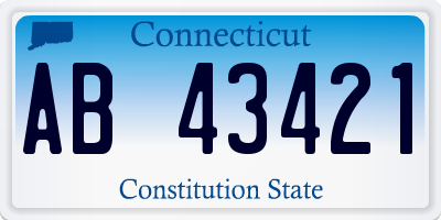 CT license plate AB43421