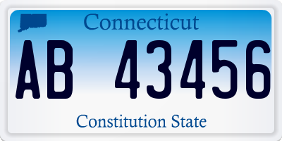 CT license plate AB43456