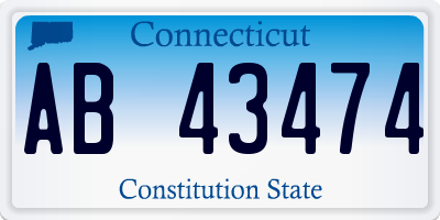 CT license plate AB43474