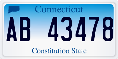 CT license plate AB43478