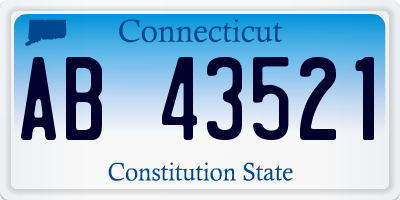 CT license plate AB43521