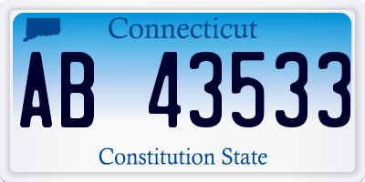 CT license plate AB43533